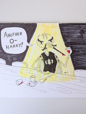 Original Mosquito at the Bar 10×7 Ink Illustration By Mattoodles